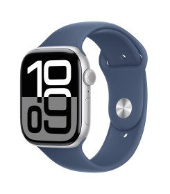 Apple Watch Series 10 GPS 46mm Silver Aluminium Case with Denim Sport Band - M/L